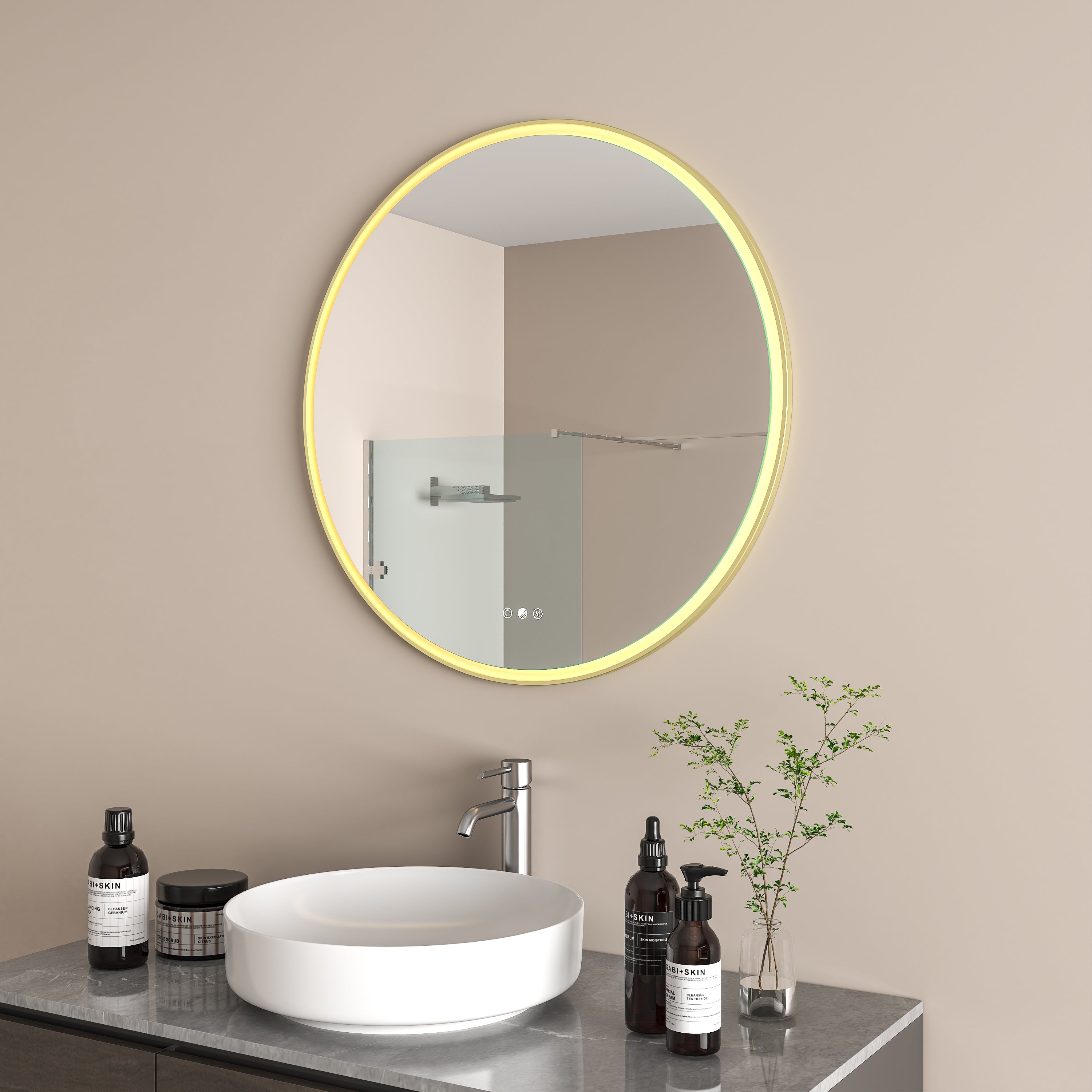 RADIANT HEATING AURA OLËK LED MIRROR LIGHT GOLD 800MM