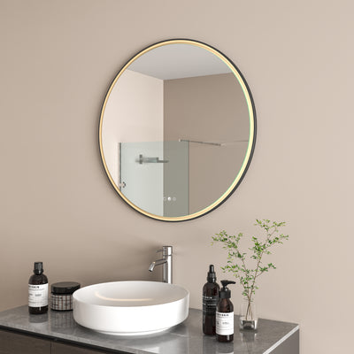 RADIANT HEATING AURA OLËK LED MIRROR MATTE BLACK 800MM