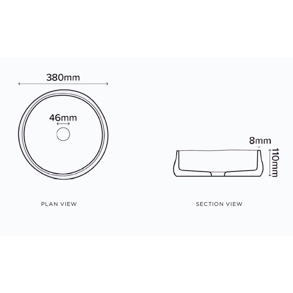 NOOD CO CONSCIOUS RANGE MILL ABOVE COUNTER / WALL HUNG BASIN CUSTARD 380MM