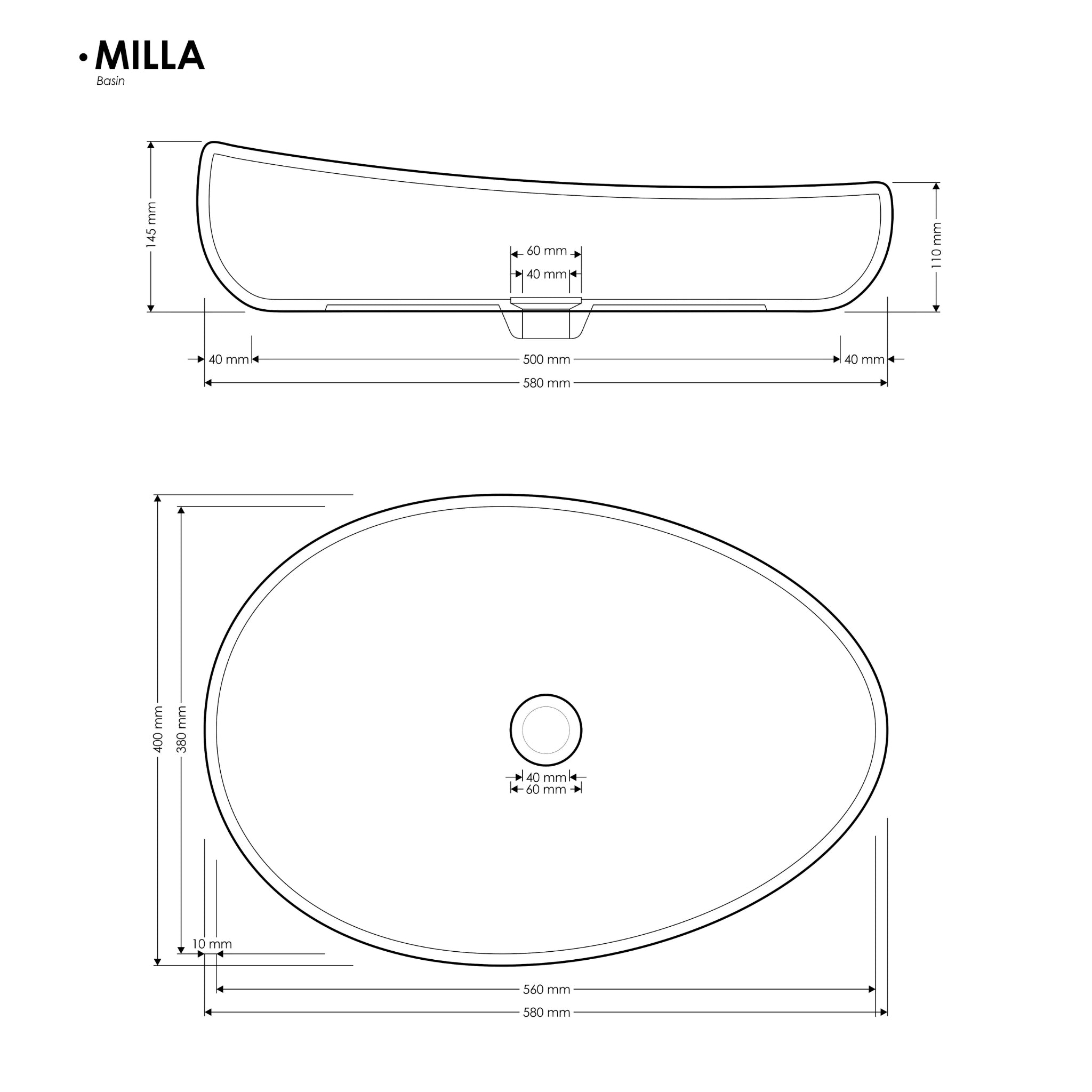 MADU MILLA OVAL ABOVE COUNTER BASIN TERRAZO STONE GREY 580MM