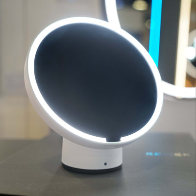 REMER MODERN CURVED RECTANGLE FRAMED MIRROR WITH PORTABLE MAGNIFIER CUSTOM COLOURS 450X900MM