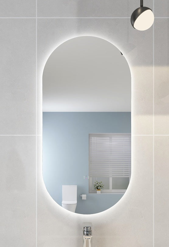 POSEIDON OVAL BACKLIT LED MIRROR 3 COLOUR LIGHTS 450X900MM