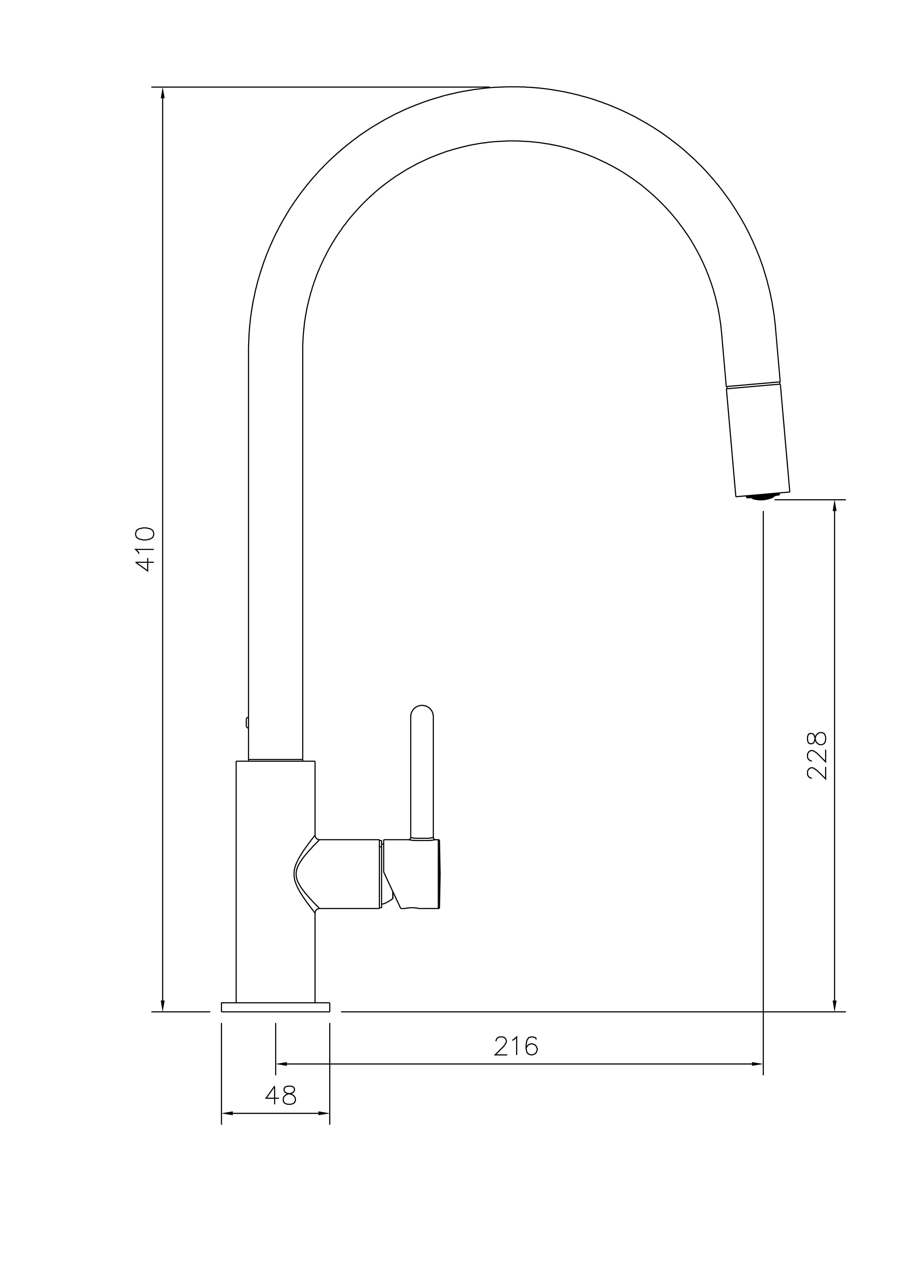 TURNER HASTINGS NAPLES PULL OUT SINK MIXER 410MM CHROME