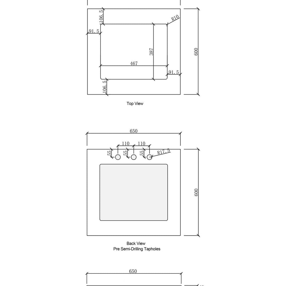 OTTI SOLID SURFACE 650MM LAUNDRY CARRARA STONE TOP