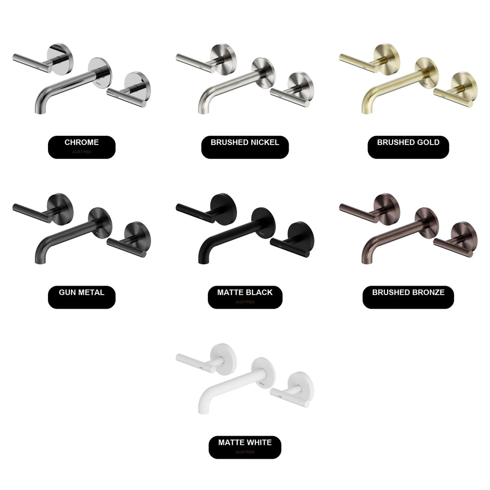Nero Mecca lever wall basin bath set 160mm spout in Chrome, Brushed Nickel, Brushed Gold, Gun Metal, Matte Black, Brushed Bronze and Matte White