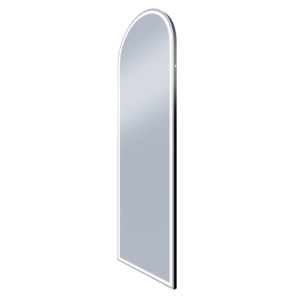 REMER ARCH FRAMED LED MIRROR WITH PORTABLE MAGNIFIER MATTE BLACK 600X1800MM