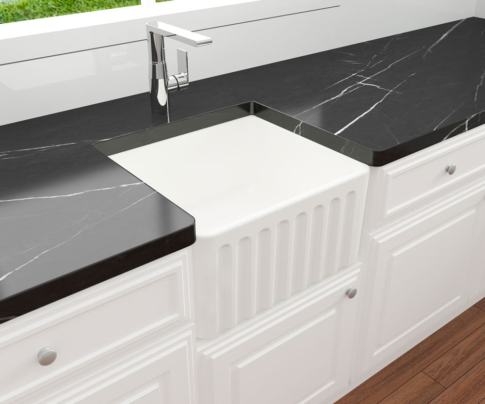TURNER HASTINGS NOVI FINE FIRECLAY RIBBED BUTLER SINK WITH OVERFLOW MATTE WHITE 500MM