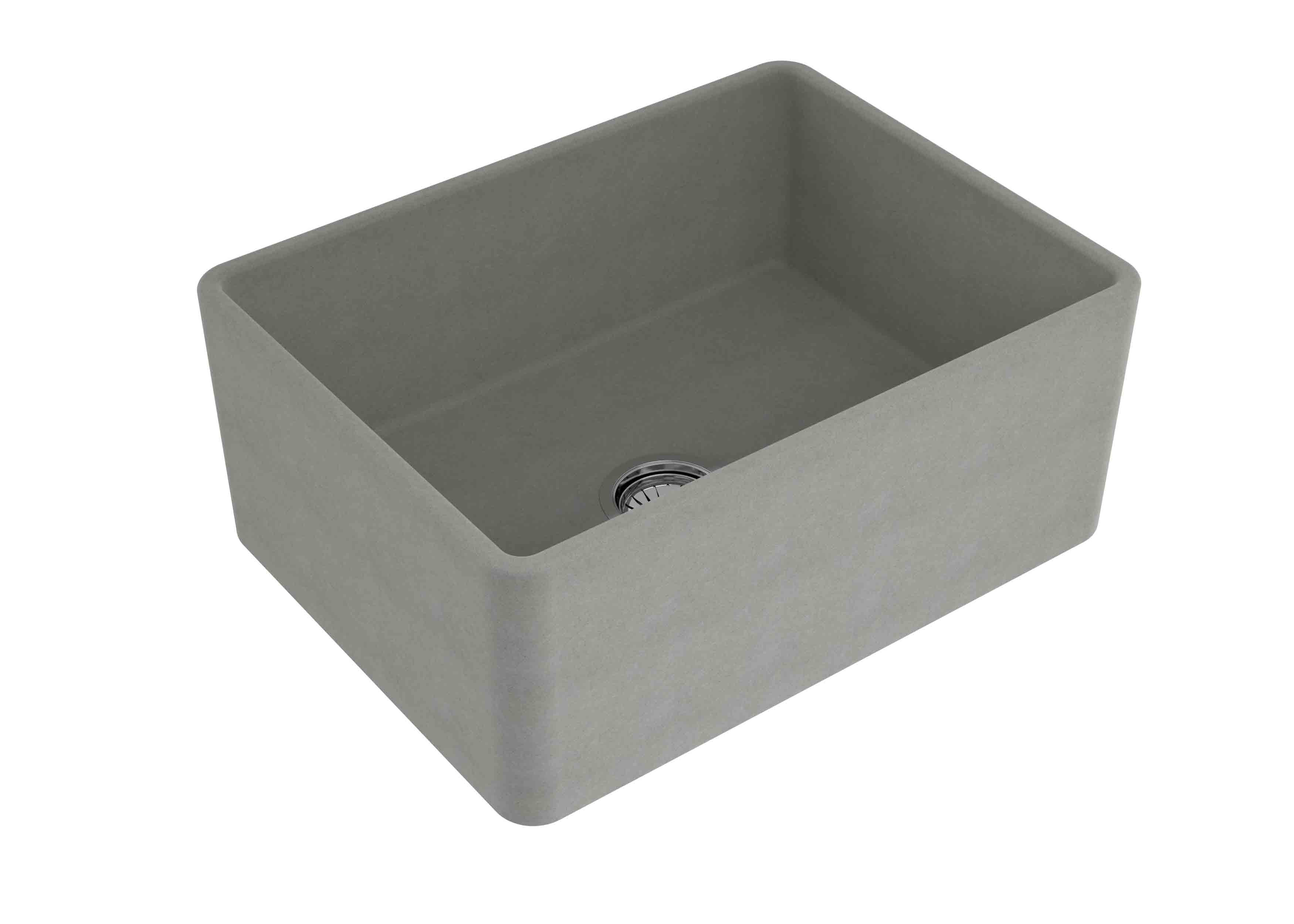 TURNER HASTINGS NOVI FARMHOUSE BUTLER SINK WITH OVERFLOW CONCRETE LOOK 600MM