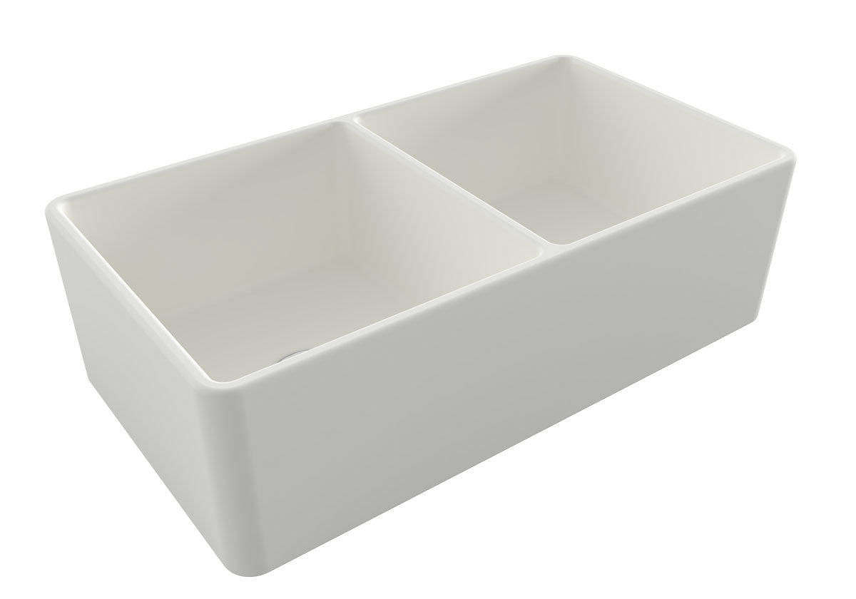 TURNER HASTINGS NOVI FARMHOUSE DOUBLE BOWL BUTLER SINK MATTE WHITE 850MM