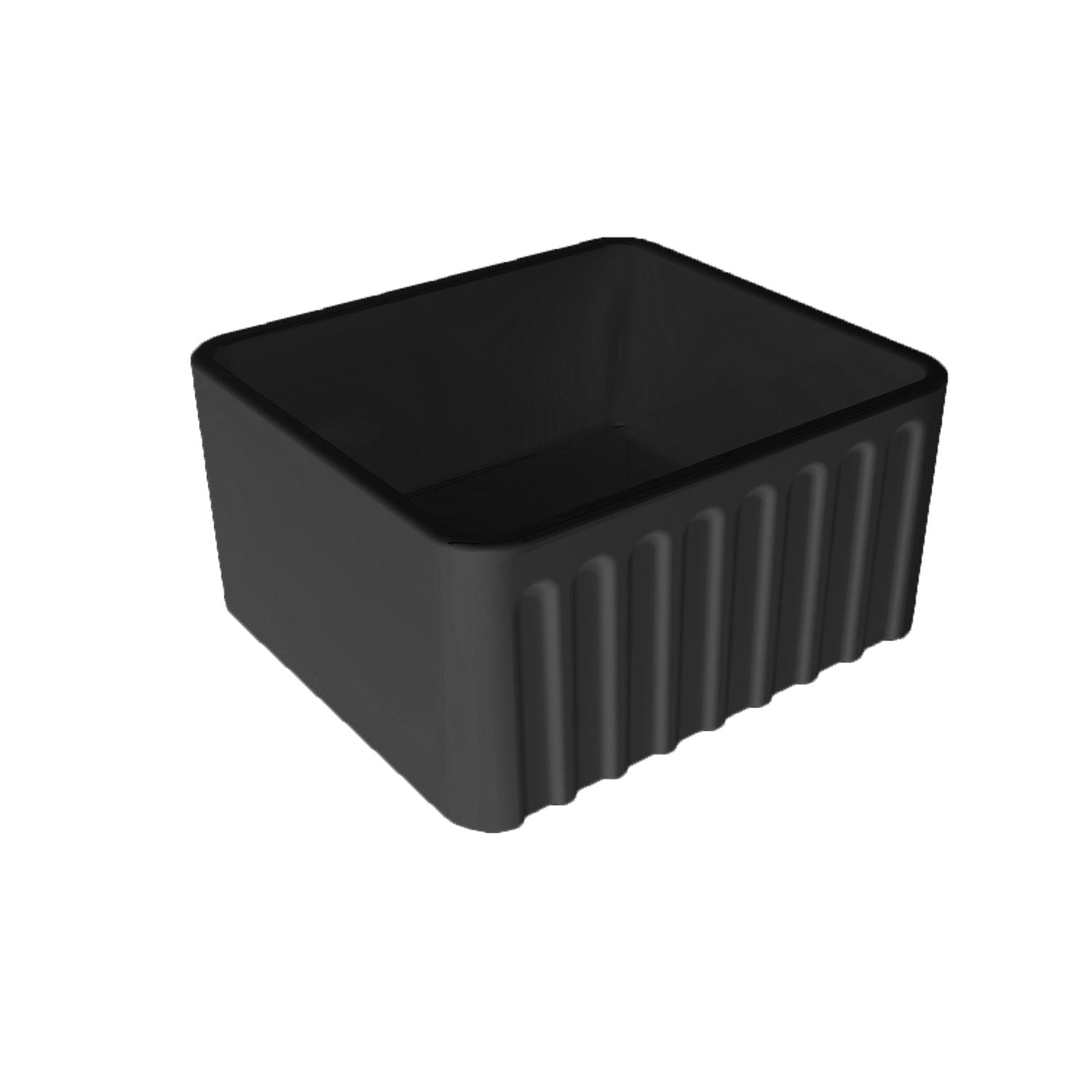 TURNER HASTINGS NOVI RIBBED FARMHOUSE BUTLER SINK WITH OVERFLOW MATTE BLACK 500MM