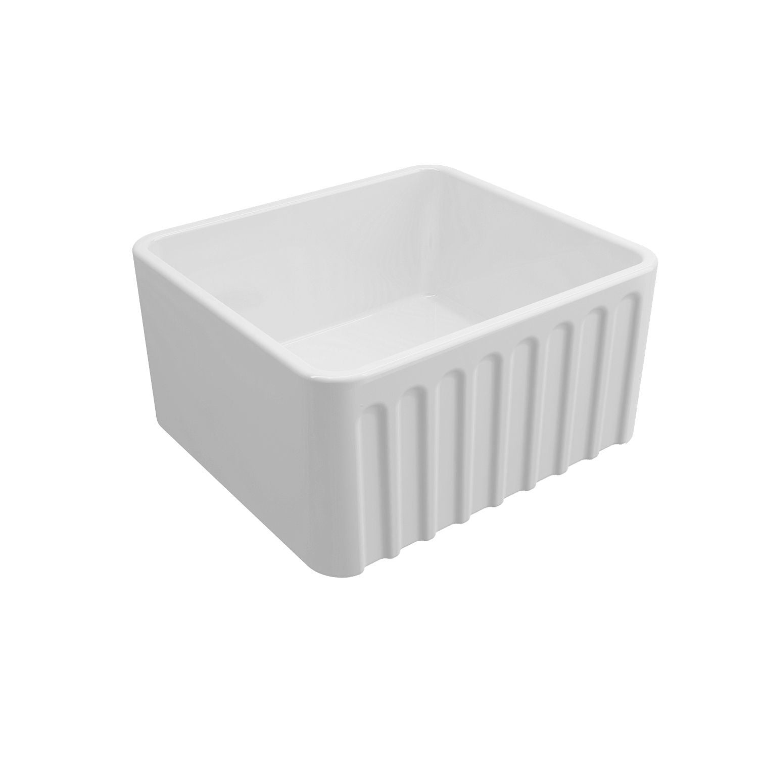 TURNER HASTINGS NOVI RIBBED FARMHOUSE BUTLER SINK WITH OVERFLOW GLOSS WHITE 500MM