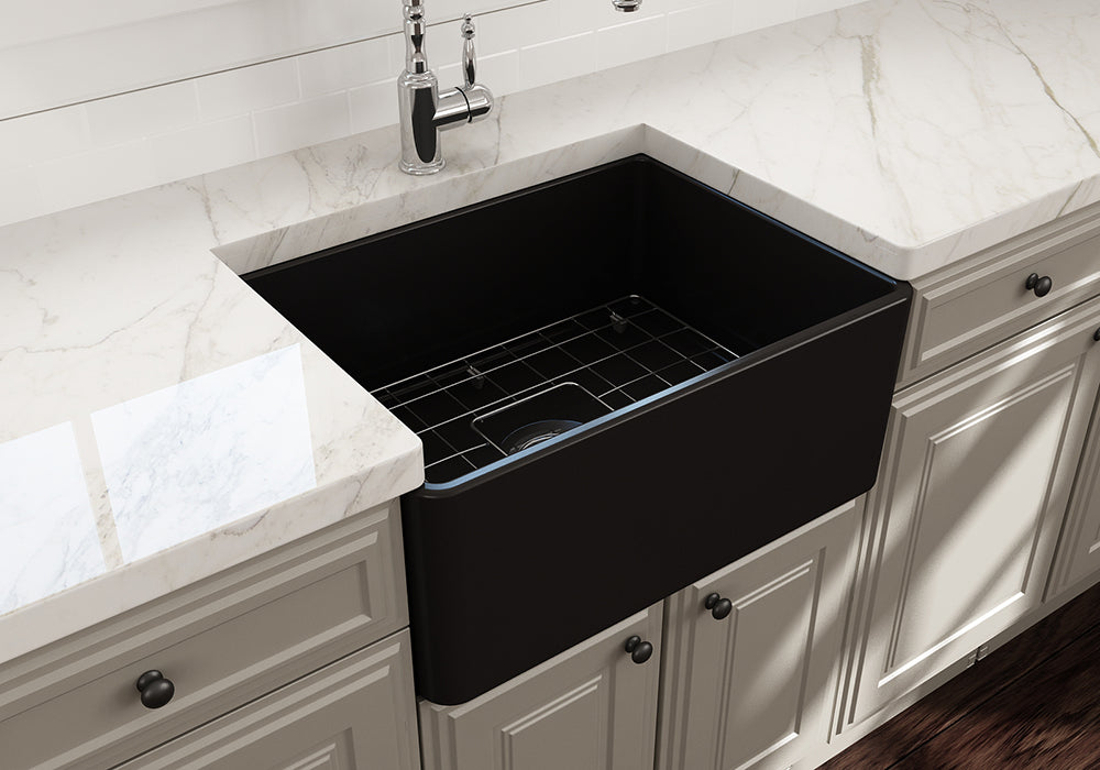 TURNER HASTINGS NOVI FARMHOUSE BUTLER SINK WITH OVERFLOW MATTE BLACK 600MM