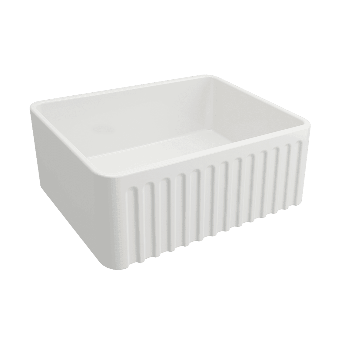 TURNER HASTINGS NOVI RIBBED FARMHOUSE BUTLER SINK GLOSS WHITE 600MM