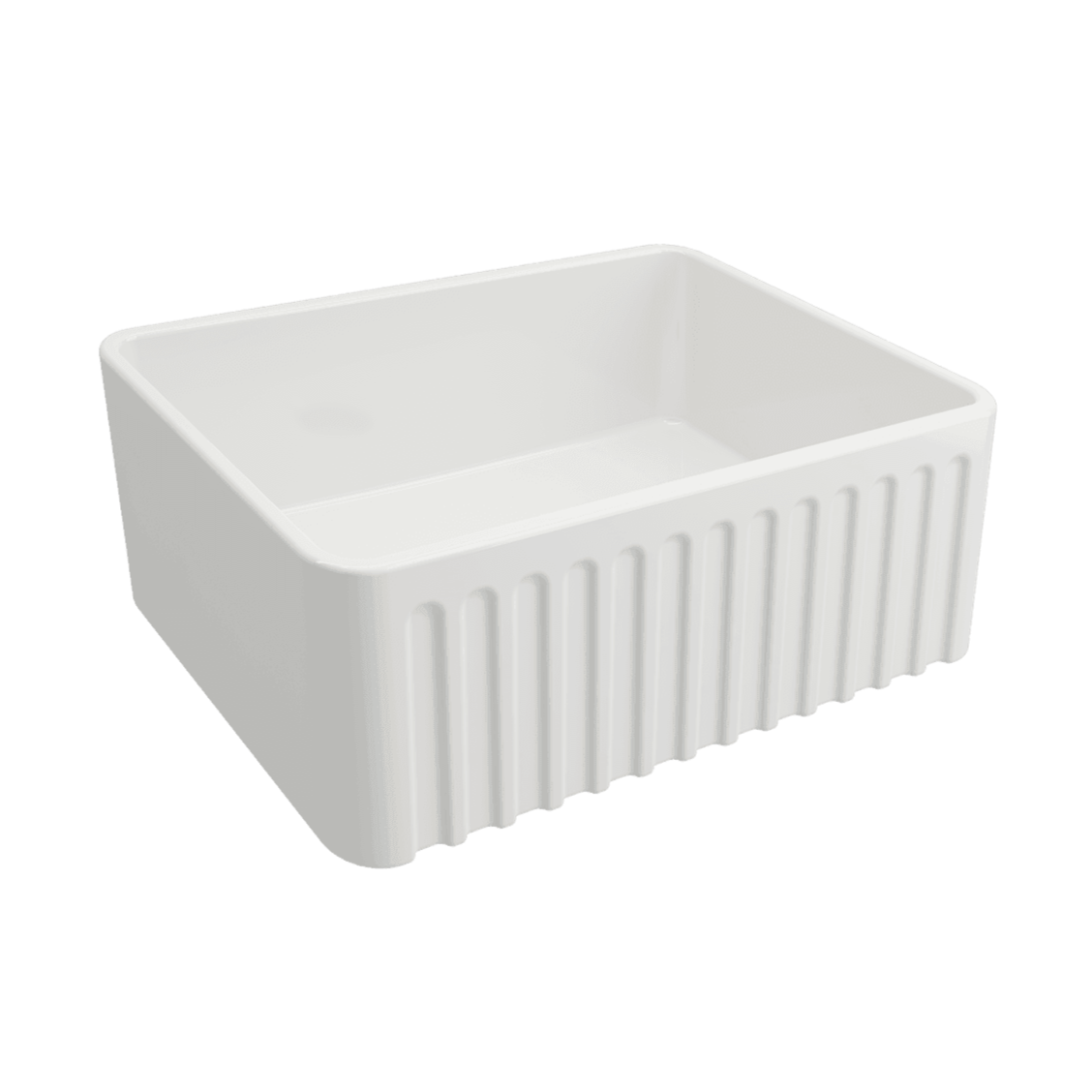 TURNER HASTINGS NOVI RIBBED FARMHOUSE BUTLER SINK WITH OVERFLOW GLOSS WHITE 600MM