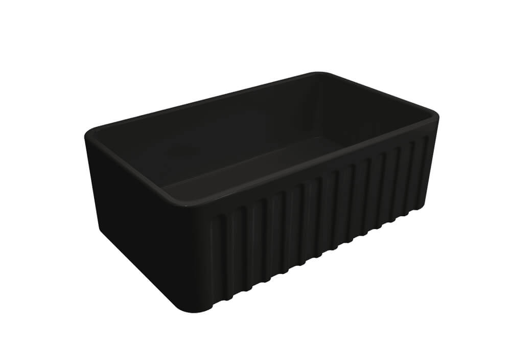 TURNER HASTINGS NOVI RIBBED FARMHOUSE BUTLER SINK MATTE BLACK 765MM