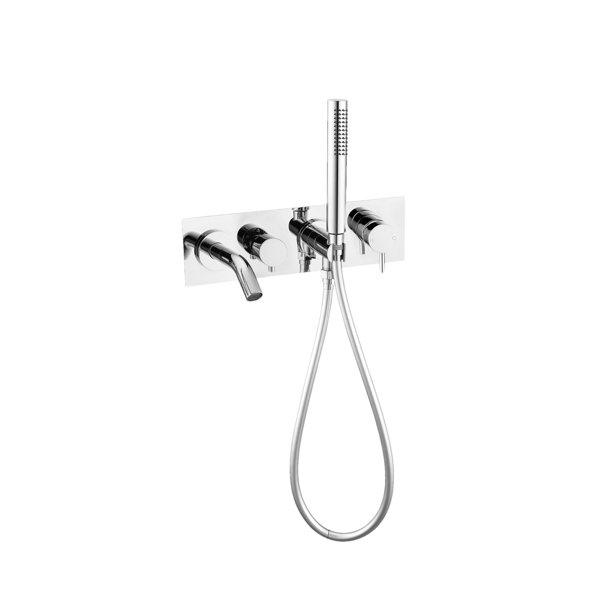 NERO MECCA WALL MOUNT BATH MIXER WITH HAND SHOWER CHROME