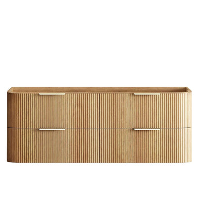 OTTI HAVANA WOODLAND OAK FLUTED 1500MM CURVE SINGLE BOWL WALL HUNG VANITY