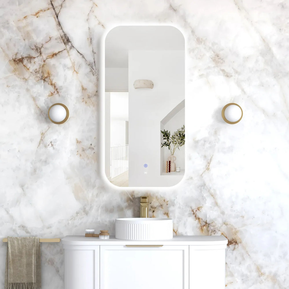 OTTI NEWPORT SOFT RECTANGLE FRAMELESS BACKLIT LED TUFFI MIRROR 3 COLOUR LIGHTS 450X900MM