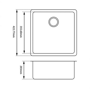 AQUAPERLA QUARTZ STONE SINGLE BOWL KITCHEN SINK BLACK 422MM