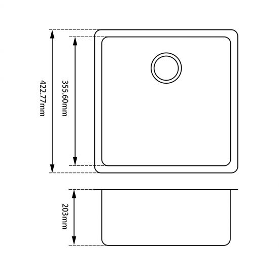 AQUAPERLA QUARTZ STONE SINGLE BOWL KITCHEN SINK BLACK 422MM