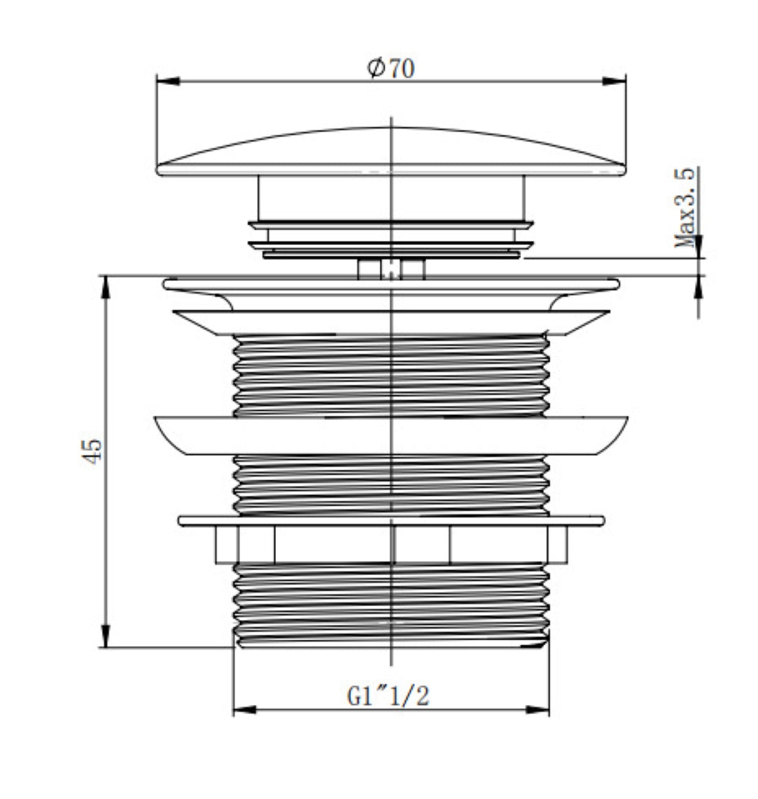 POSEIDON BATHTUB WASTE CHROME 40MM