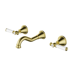 IKON CLASICO THREE PIECE BATH SET BRUSHED GOLD (CERAMIC HANDLE)