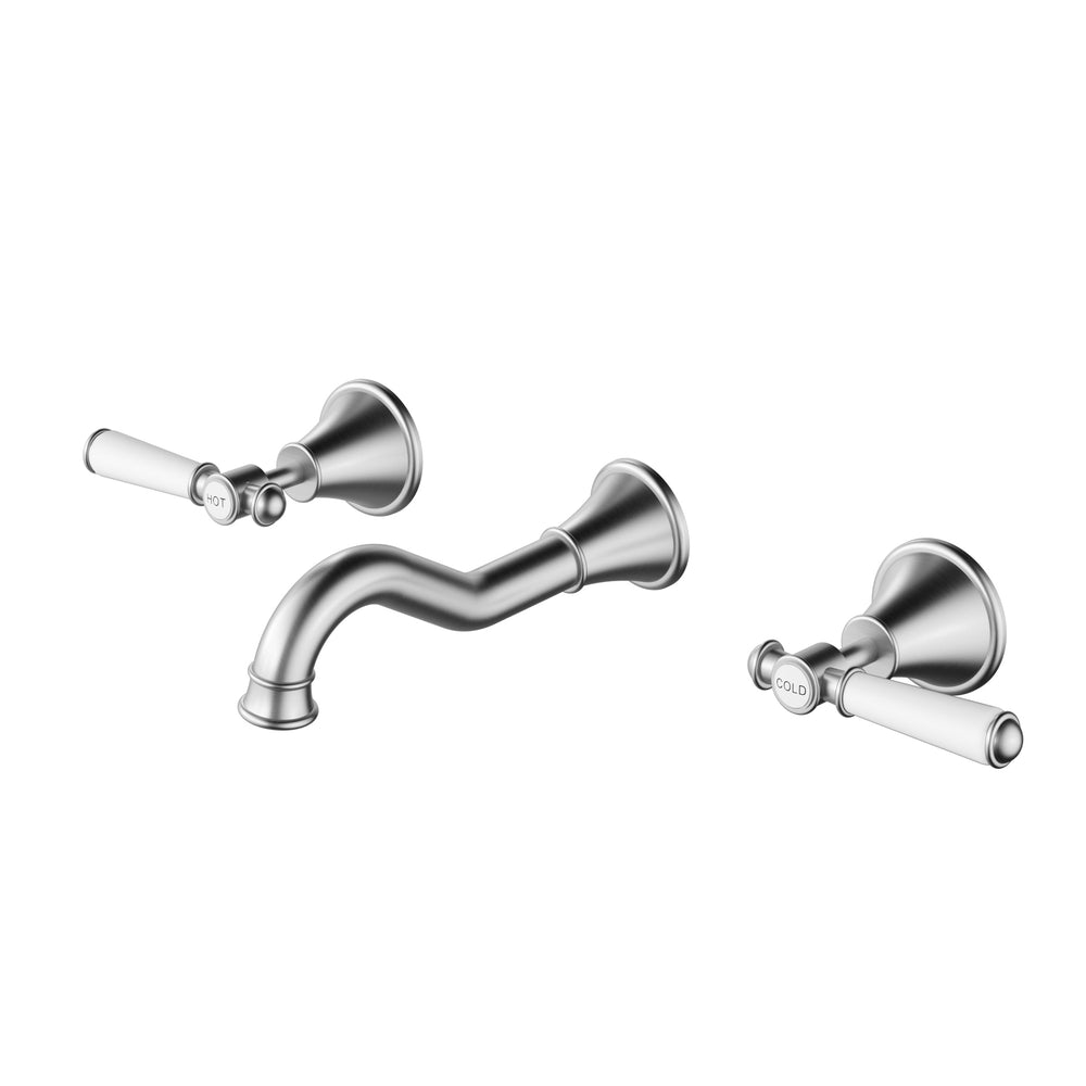 IKON CLASICO THREE PIECE BATH SET BRUSHED NICKEL (CERAMIC HANDLE)