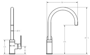 IKON SORA SS GOOSENECK SINK MIXER 397MM STAINLESS STEEL