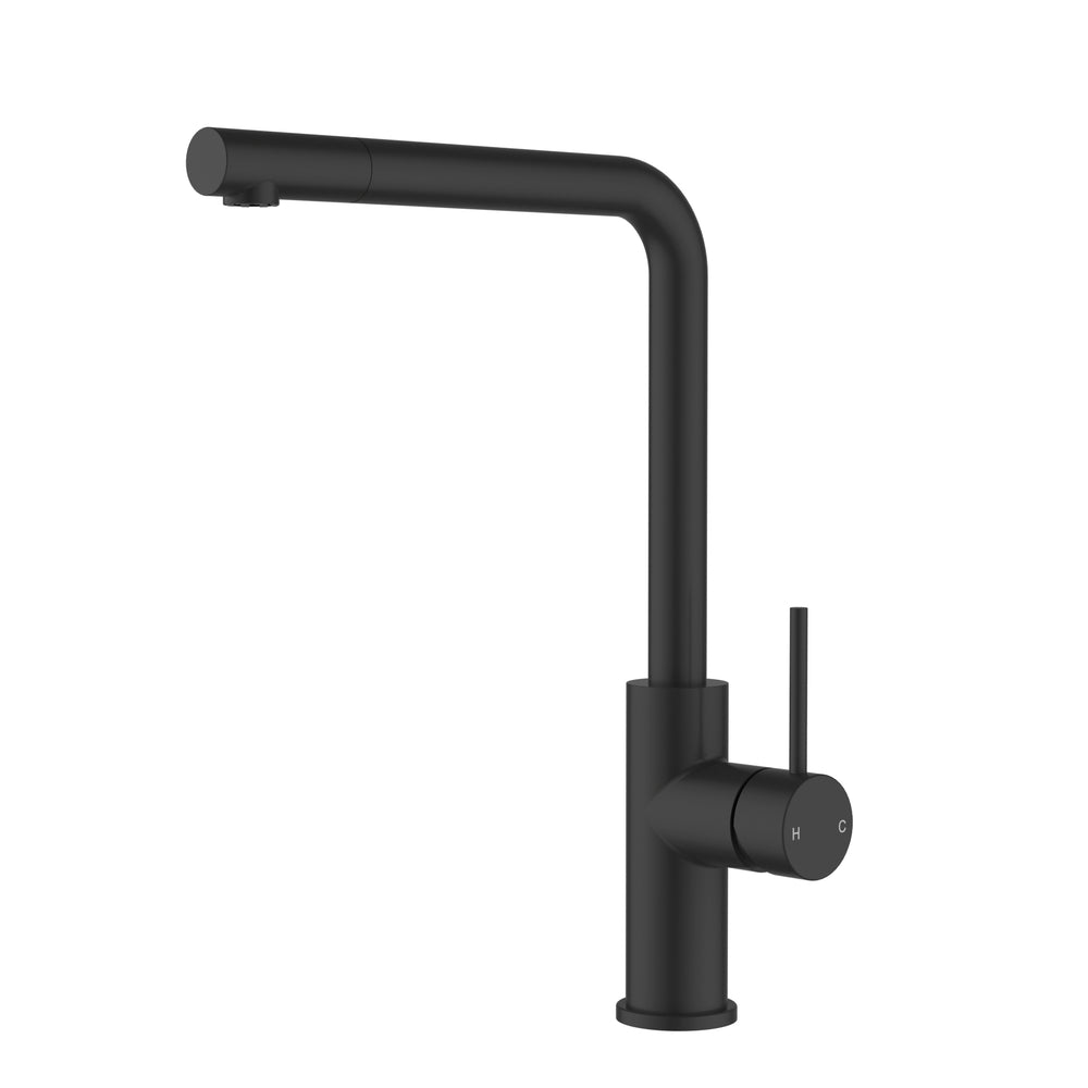 IKON OTUS LEAD FREE SLIMLINE SS PULL OUT SINK MIXER 352MM MATTE BLACK