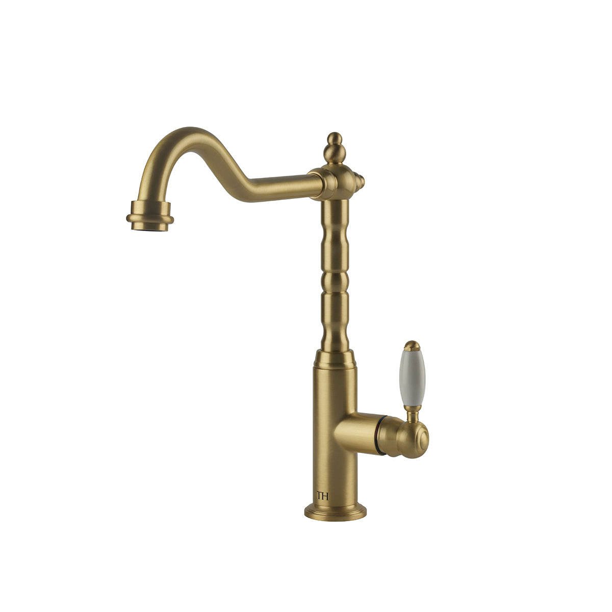 TURNER HASTINGS PROVIDENCE SINGLE SINK MIXER 311MM BRUSHED BRASS (CERAMIC HANDLE)