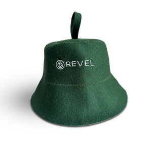 REVEL TUULI SAUNA HAT 100% WOOL HEAT SHIELD GREEN