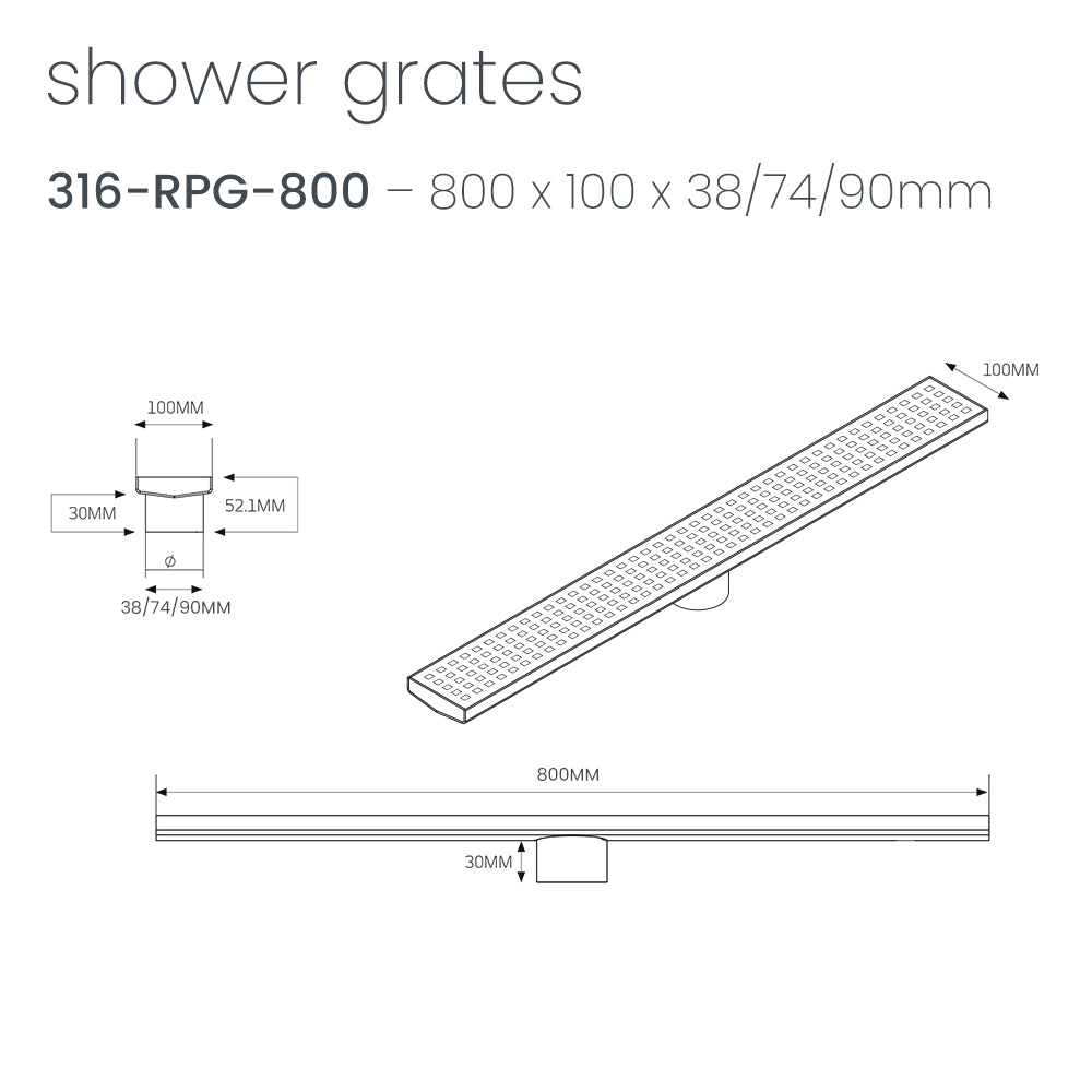 RADIANT HEATING LINEAR PATTERNED FLOOR GRATE BRUSHED SATIN (AVAILABLE IN 600MM, 700MM, 800MM, 900MM AND 1000MM)