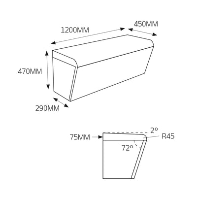 RADIANT HEATING THERMASHEET CURVED SHOWER SEAT 1200X450X470MM
