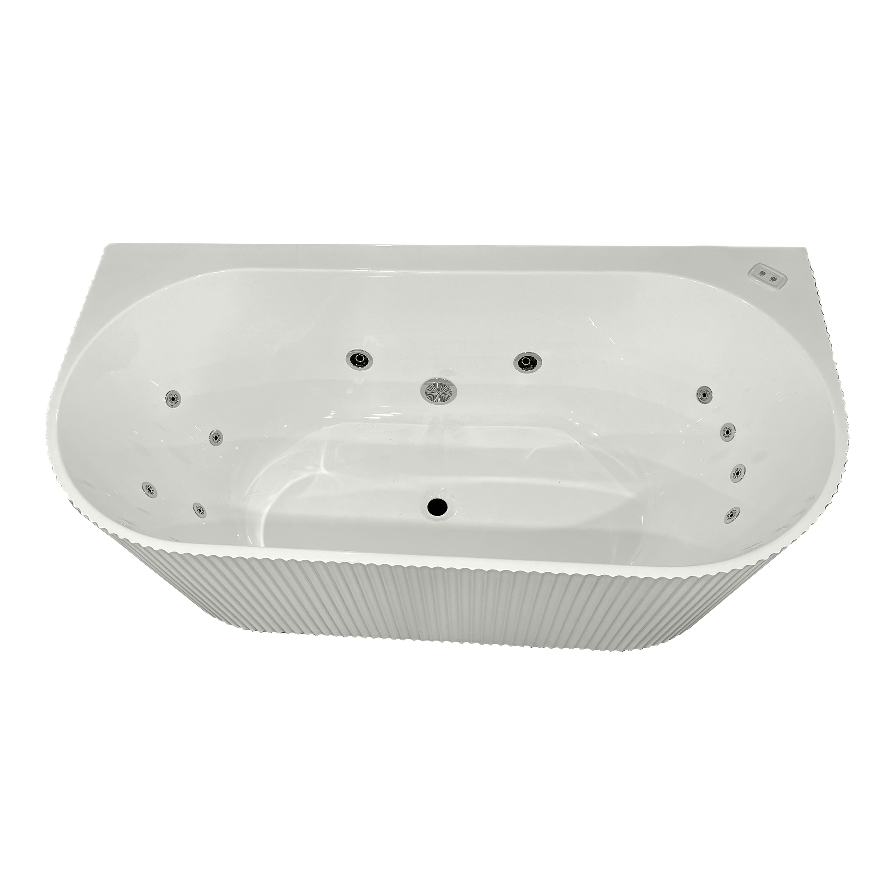 BROADWAY MALLORCA FLUTED BACK TO WALL SPA BATHTUB GLOSS WHITE (AVAILABLE IN 1500MM AND 1700MM) WITH 10-JETS