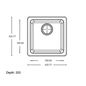 AQUAPERLA QUARTZ STONE SINGLE BOWL KITCHEN SINK WHITE 422MM