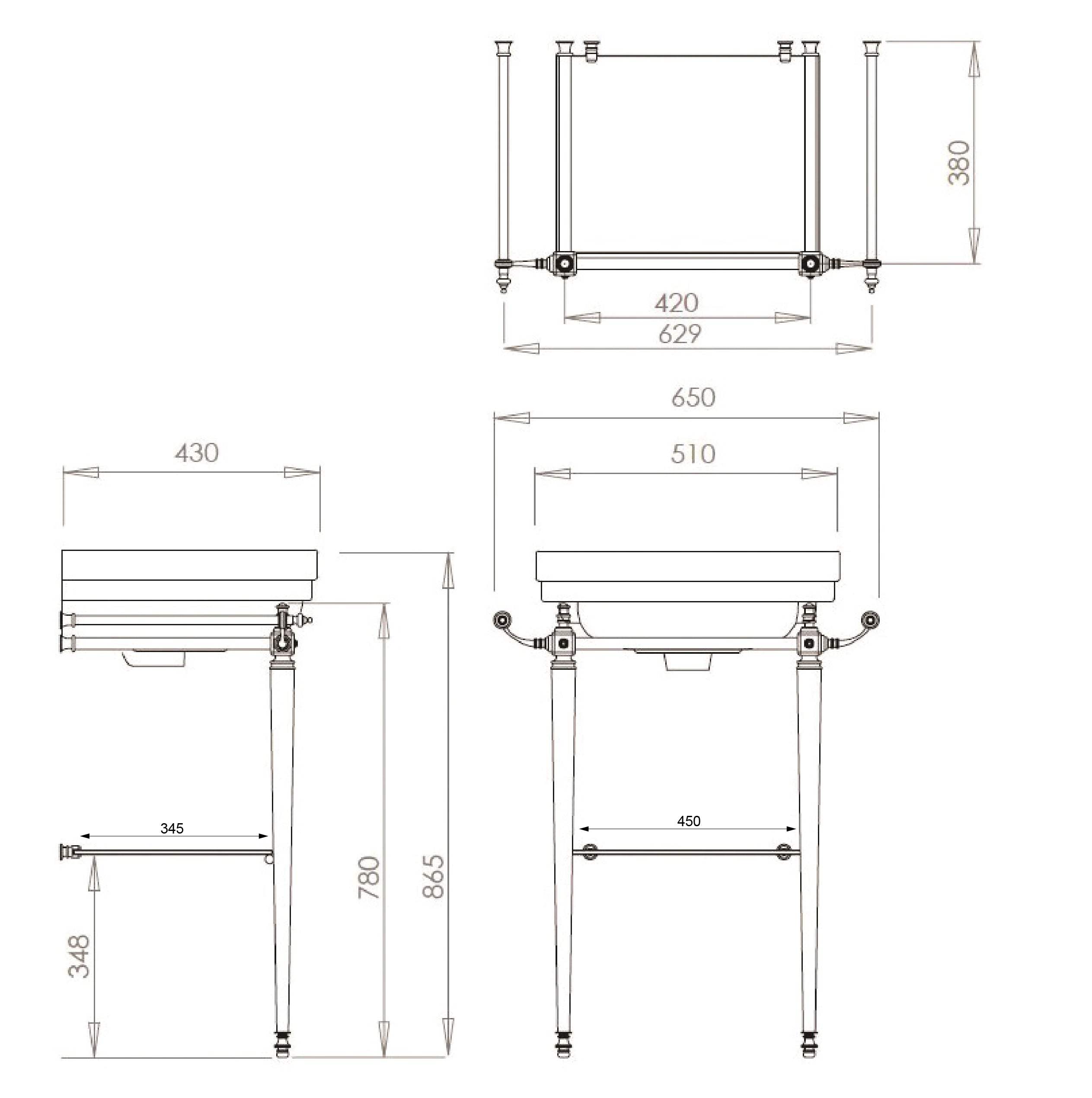 TURNER HASTINGS STAFFORD BASIN STAND CHROME 510MM