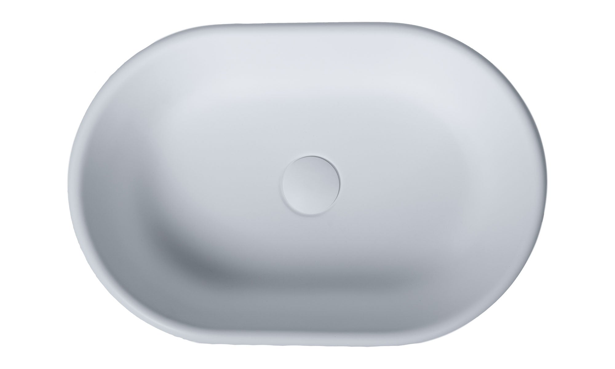 TURNER HASTINGS BLANCHE OVAL TITANCAST SOLID SURFACE ABOVE COUNTER BASIN SATIN SILK WHITE 530MM