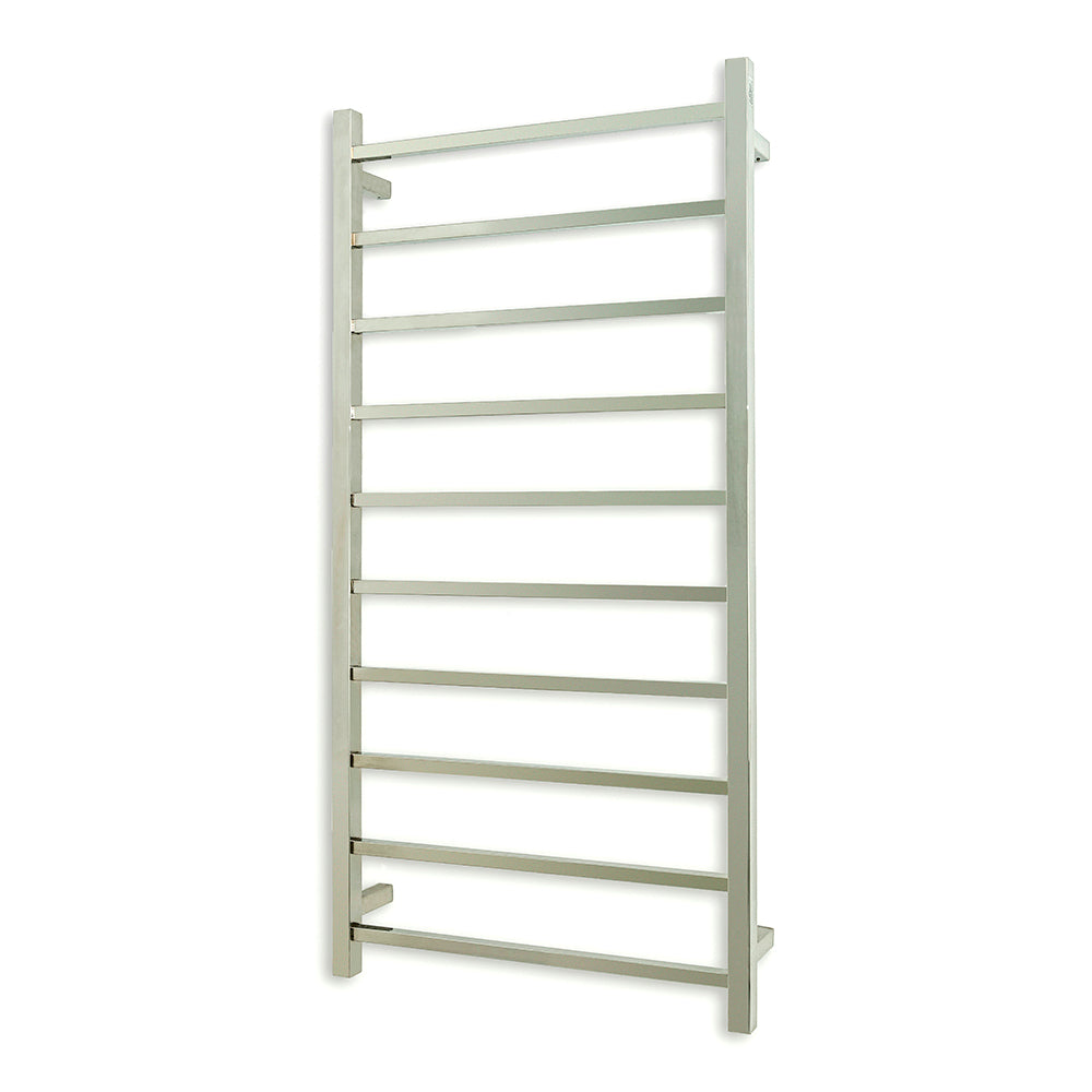 RADIANT HEATING 10-BARS SQUARE HEATED TOWEL RAIL CHROME 130WATTS 600MM