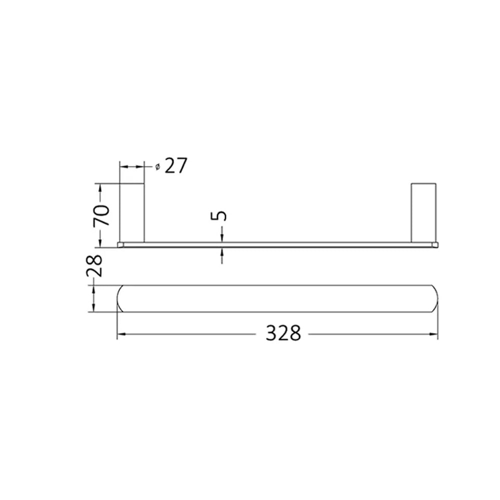 INSPIRE VETTO NON-HEATED TOWEL BAR BRUSHED GOLD 328MM