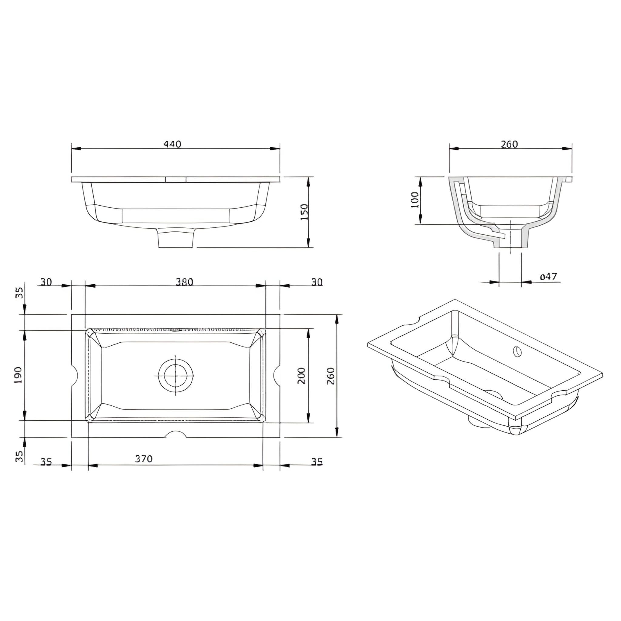 TURNER HASTINGS MINI AGRES UNDER COUNTER BASIN GLOSS WHITE 440MM