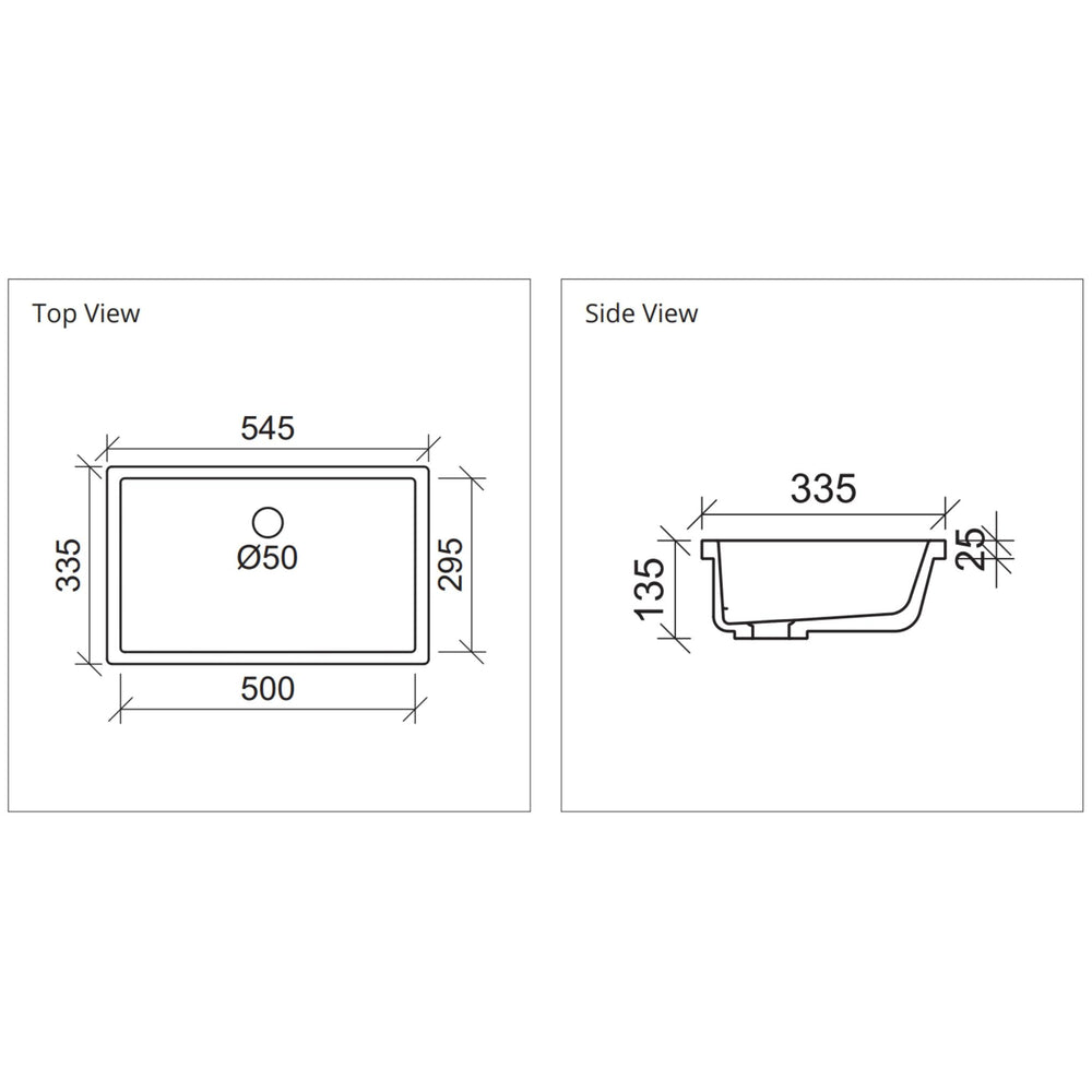 DUROCLASS ARTO UNDERMOUNT BASIN GLOSS WHITE 540MM