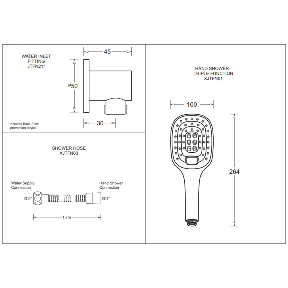 JOHNSON SUISSE LIFE ASSIST 3 FUNCTION GRAB RAIL SHOWER SET 700MM CHROME (AVAILABLE IN LEFT AND RIGHT HAND)