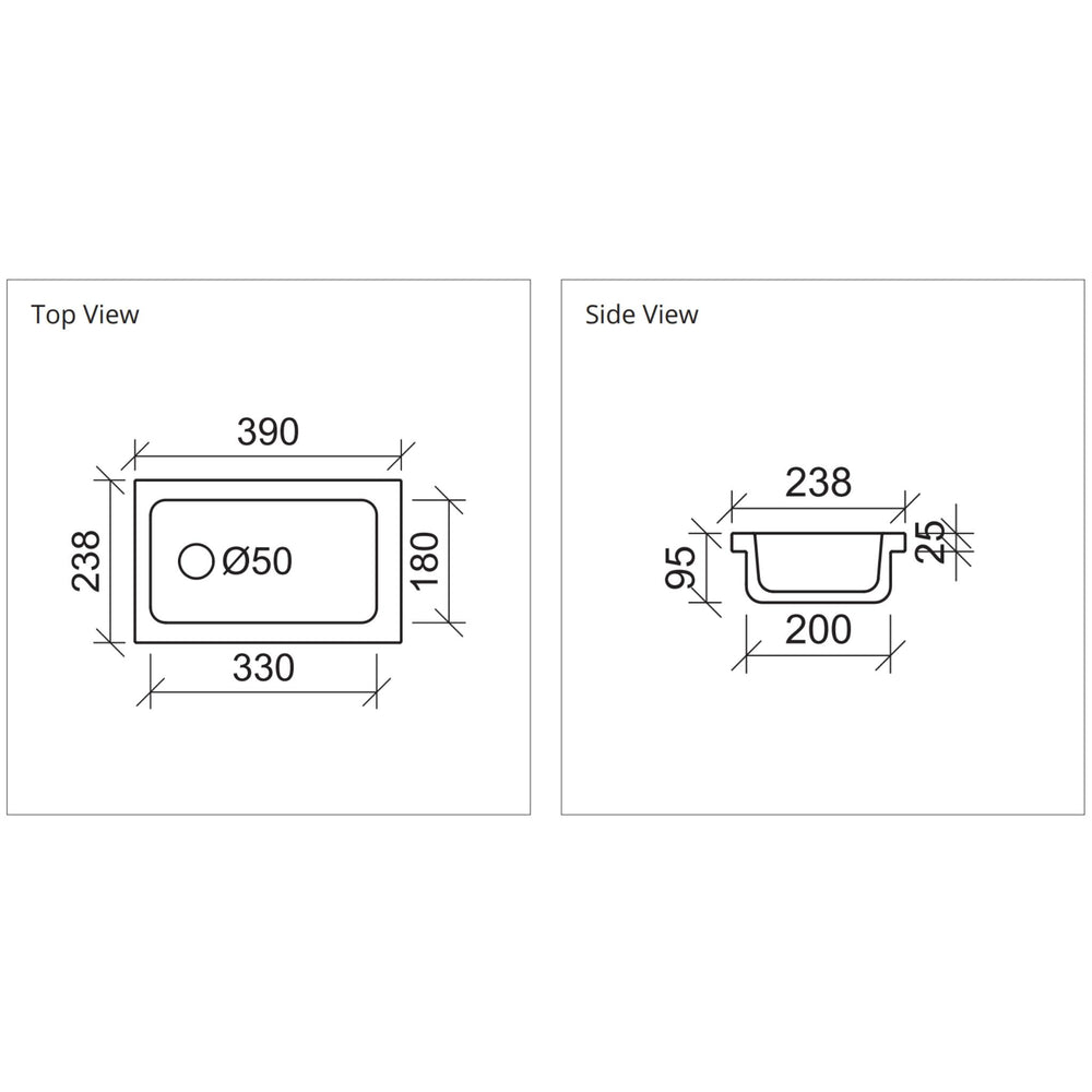 DUROCLASS COVE ENSUITE UNDERMOUNT BASIN GLOSS WHITE 390MM