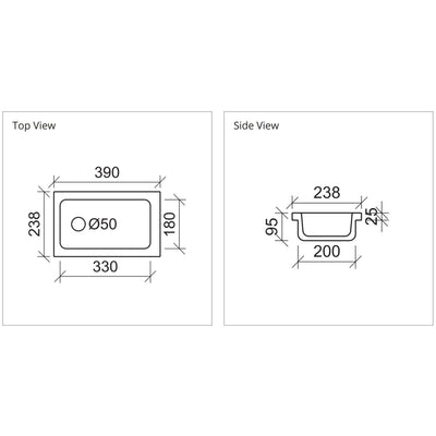 DUROCLASS COVE ENSUITE UNDERMOUNT BASIN GLOSS WHITE 390MM