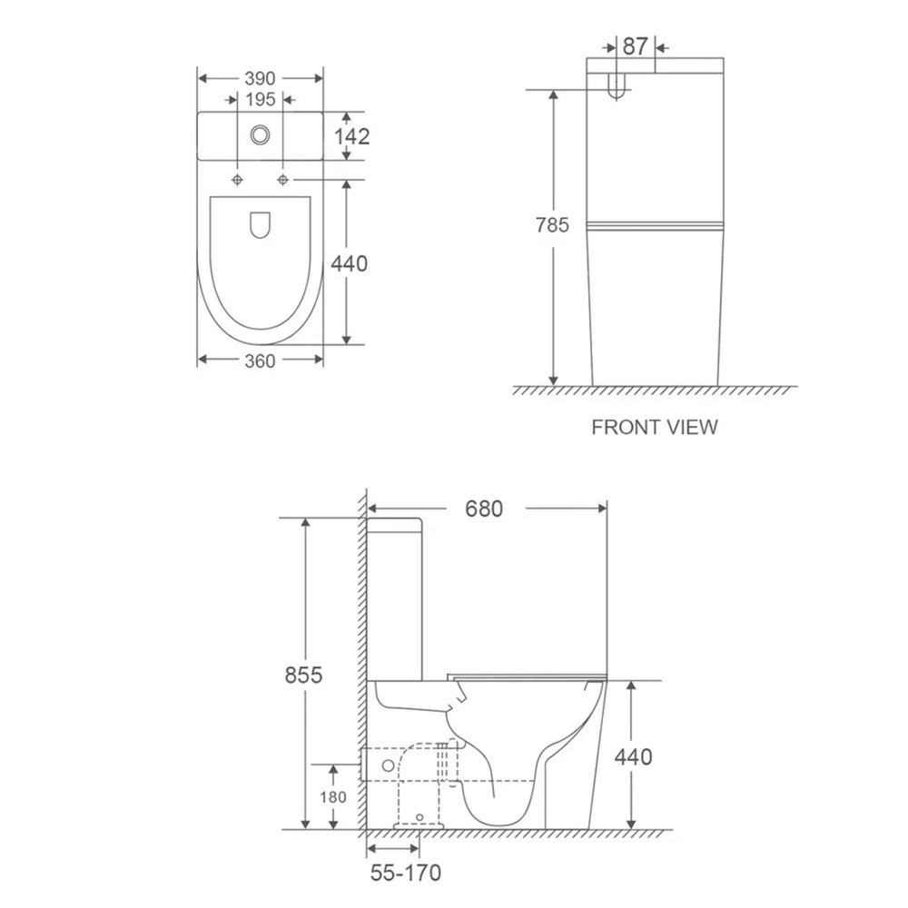 TURNER HASTINGS FINO RIMLESS WHISPERFLUSH BACK TO WALL TOILET SUITE WITH THIN SEAT GLOSS WHITE