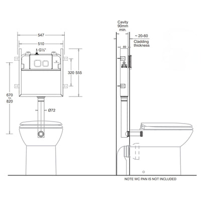 JOHNSON SUISSE ECONOFLUSH UNFRAMED IN-WALL CISTERN