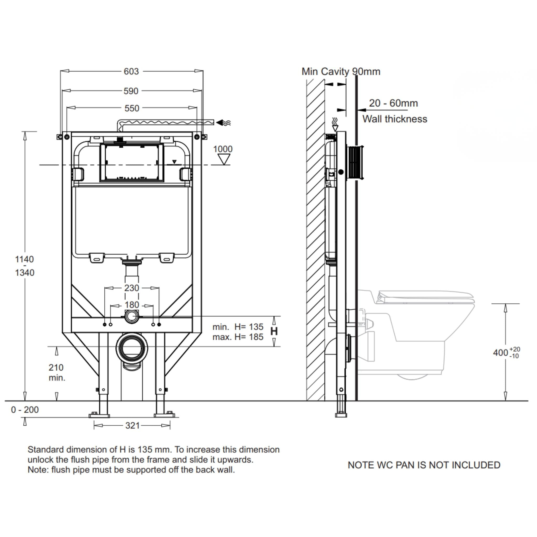 JOHNSON SUISSE ECONOFLUSH FRAMED IN-WALL CISTERN