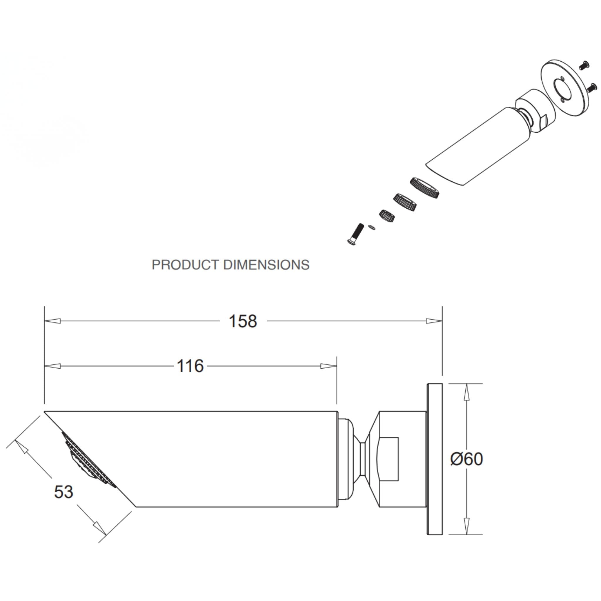 JOHNSON SUISSE VENEZIA COMPACT WALL SHOWER 158MM CHROME