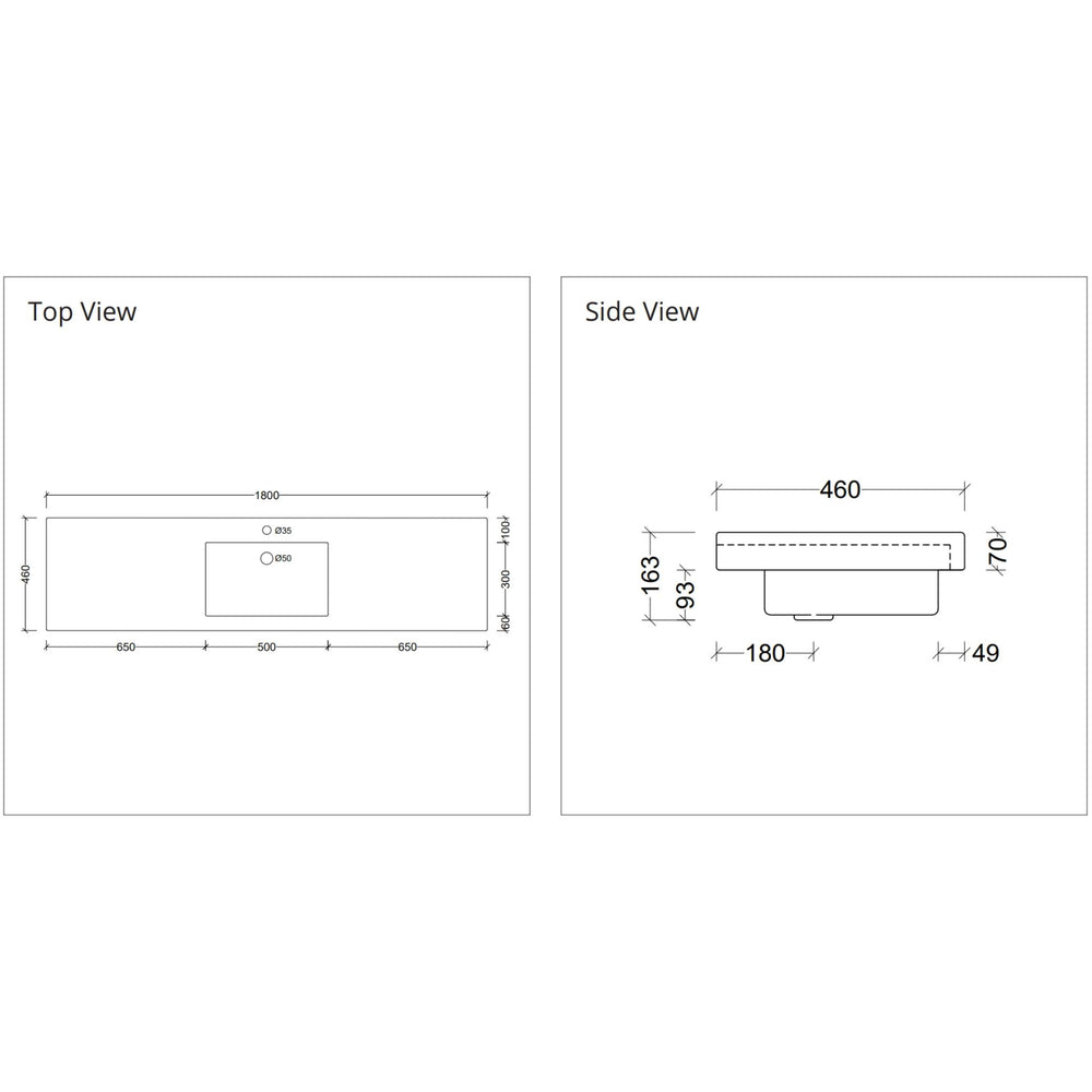 DUROCLASS MONACO GRAND GLOSS WHITE SINGLE BOWL UNDERMOUNT VANITY TOP (MULTIPLE SIZES AVAILABLE)