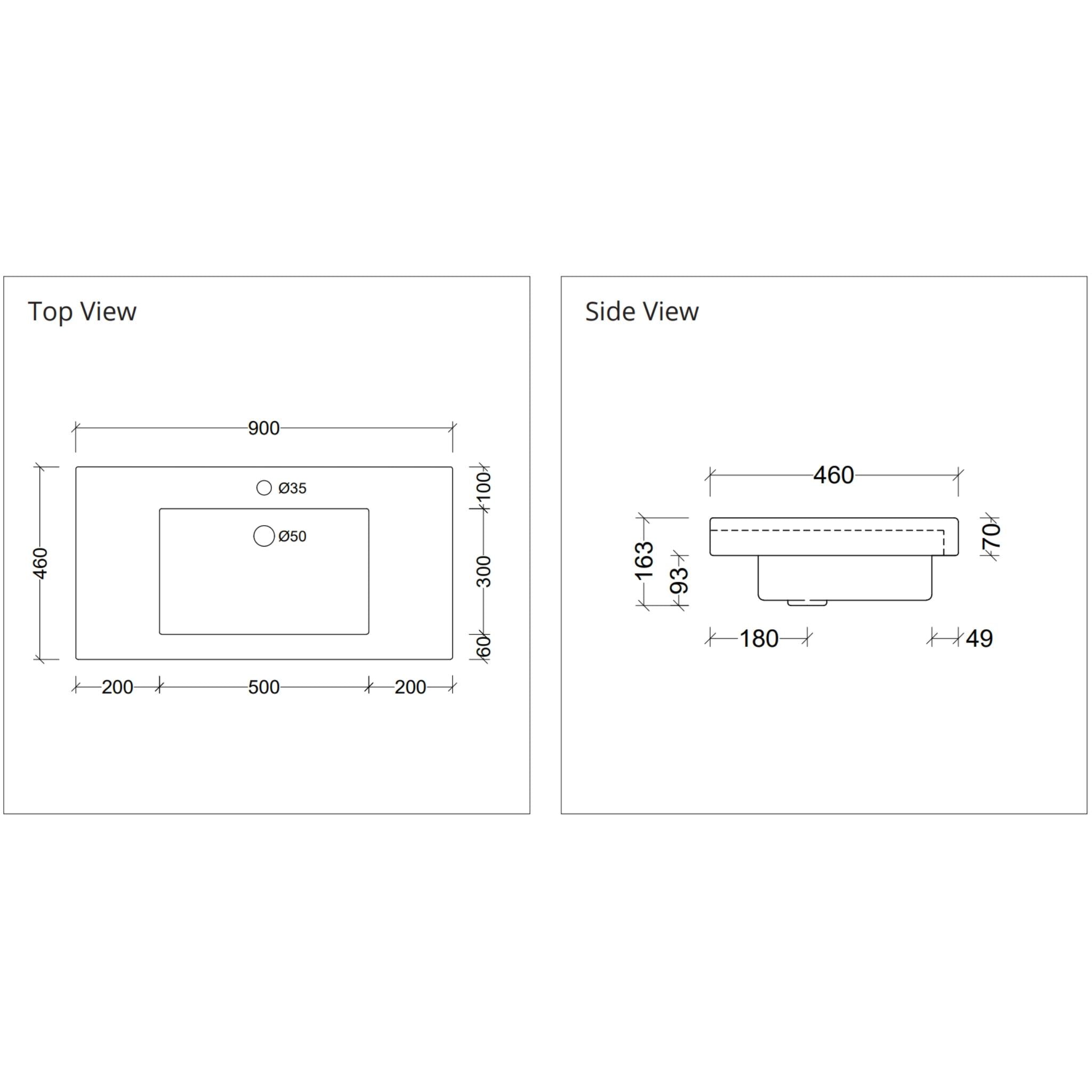 DUROCLASS MONACO GRAND GLOSS WHITE SINGLE BOWL UNDERMOUNT VANITY TOP (MULTIPLE SIZES AVAILABLE)
